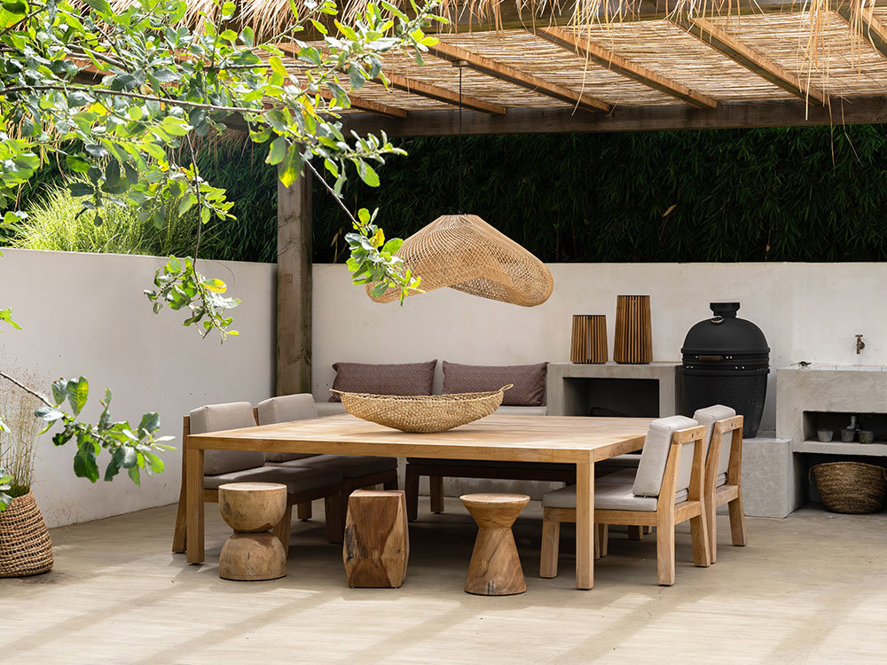 Modern tuinset van teakhout