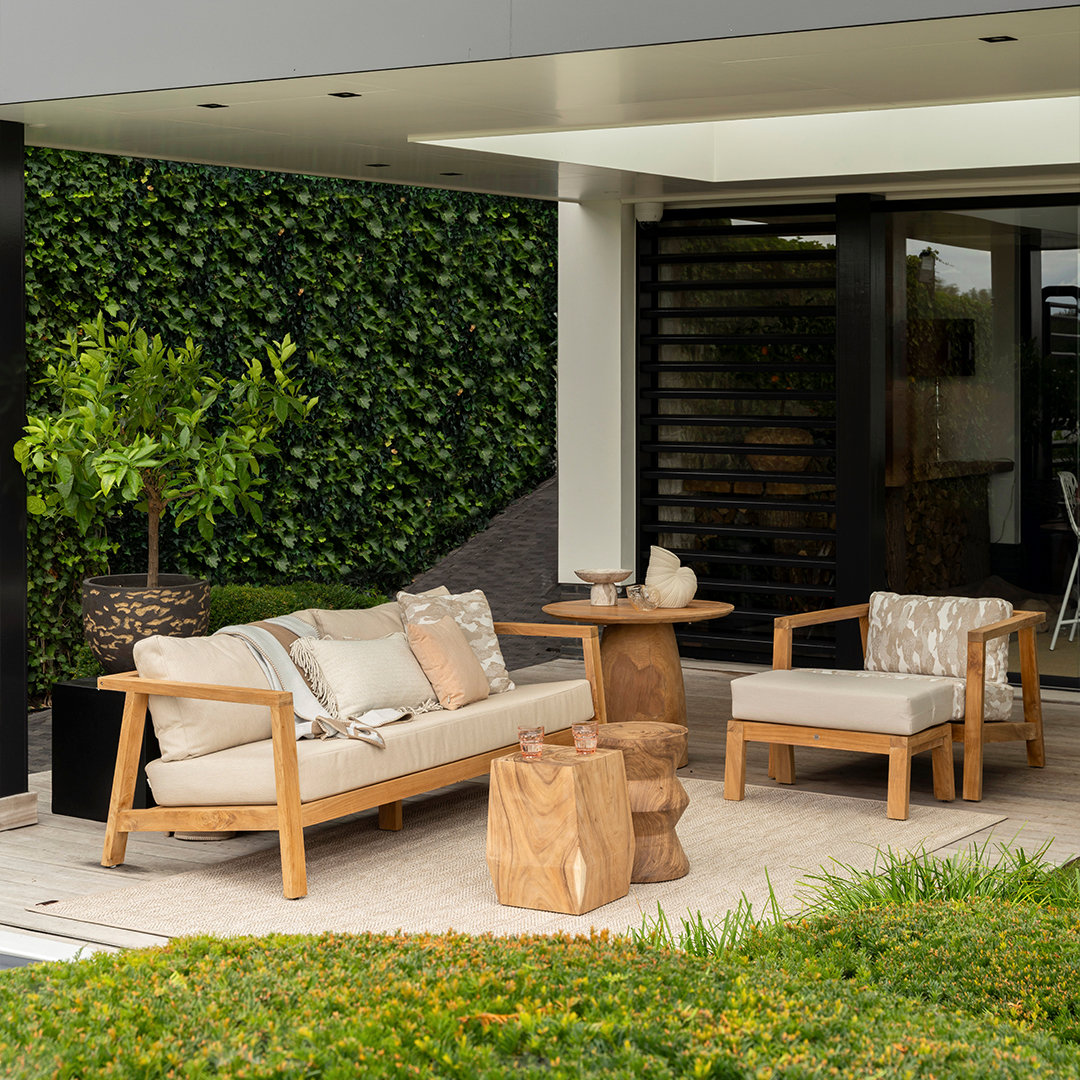 teak ligstoel buiten