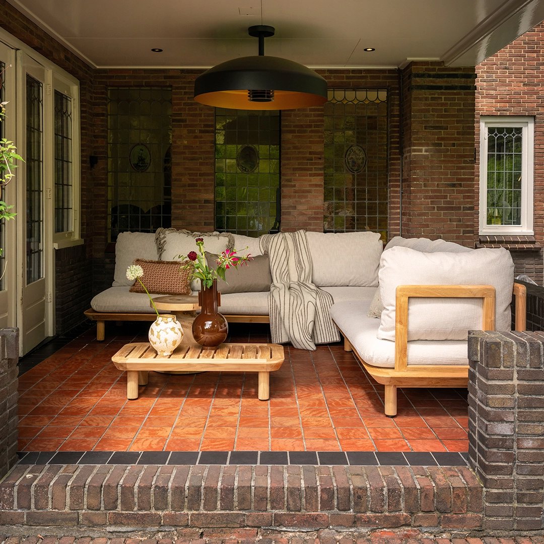 houten hoek tuinbank