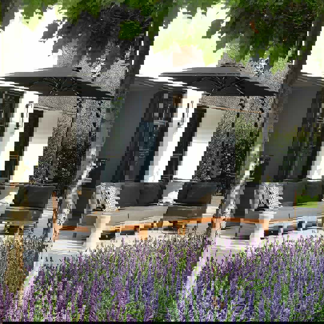 grote zweefparasol grijs