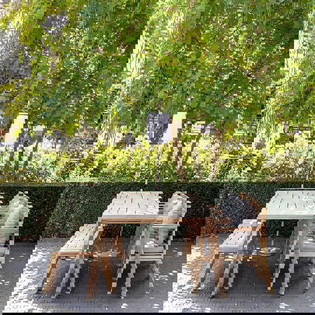 tuinset met tuinbank teak 200 cm