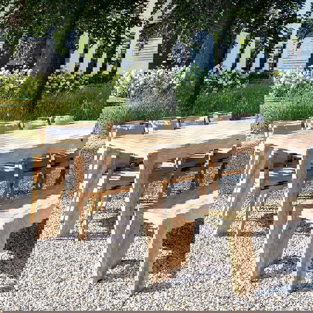 luxe low dining tuinset hout