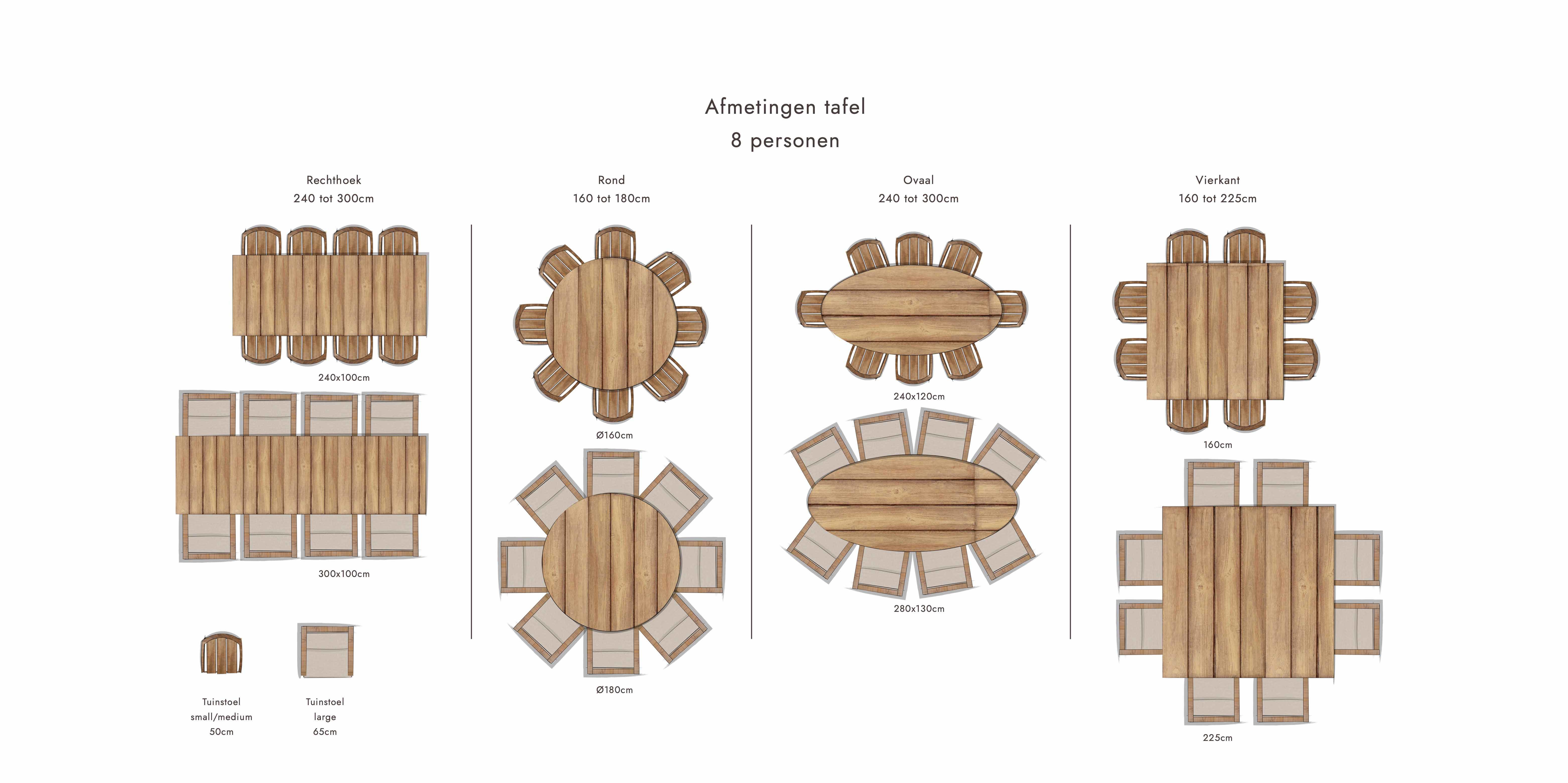 afmetingen tuintafel 8 personen