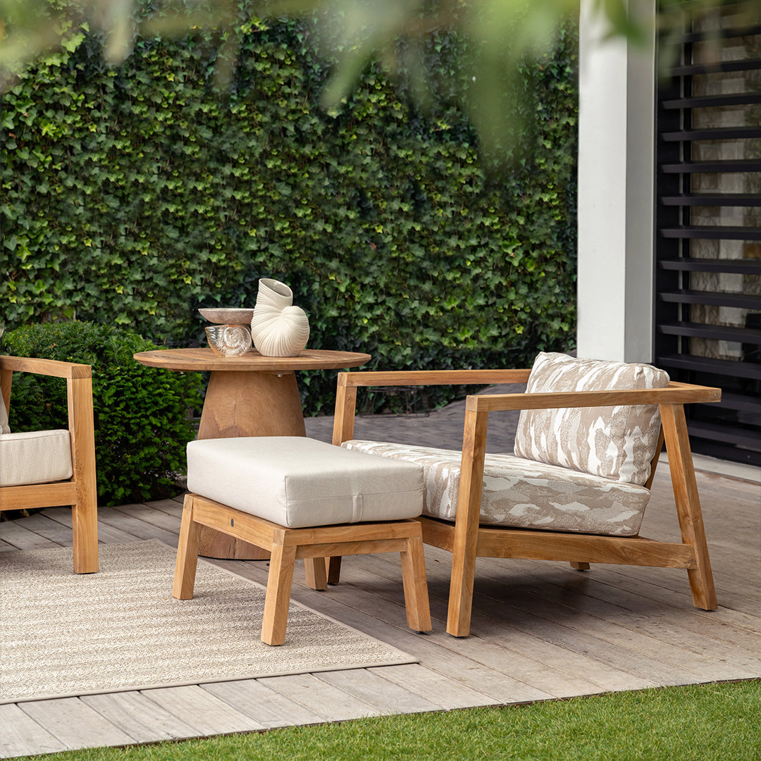 teakhouten loungestoel buiten