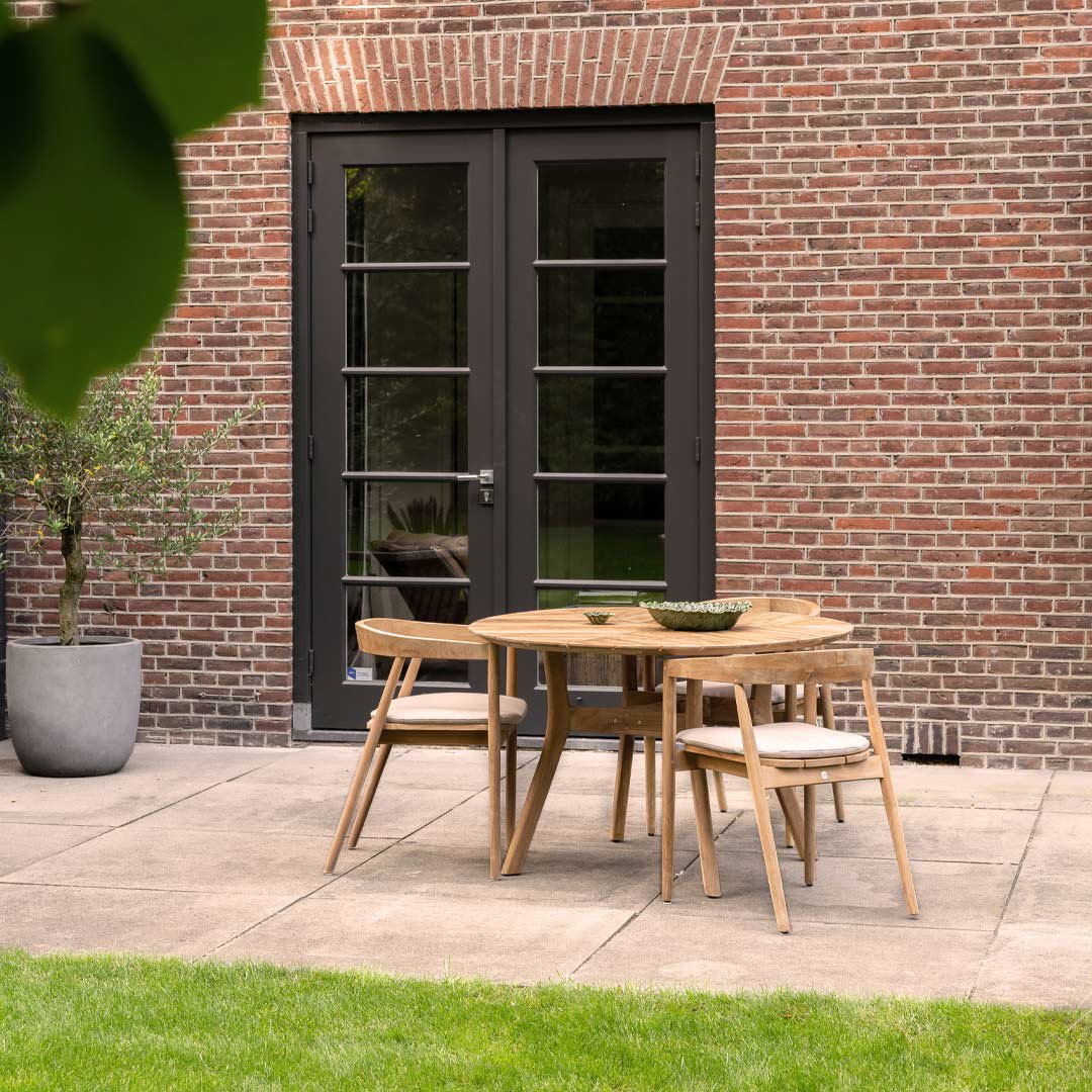 teakhouten tuintafel rond