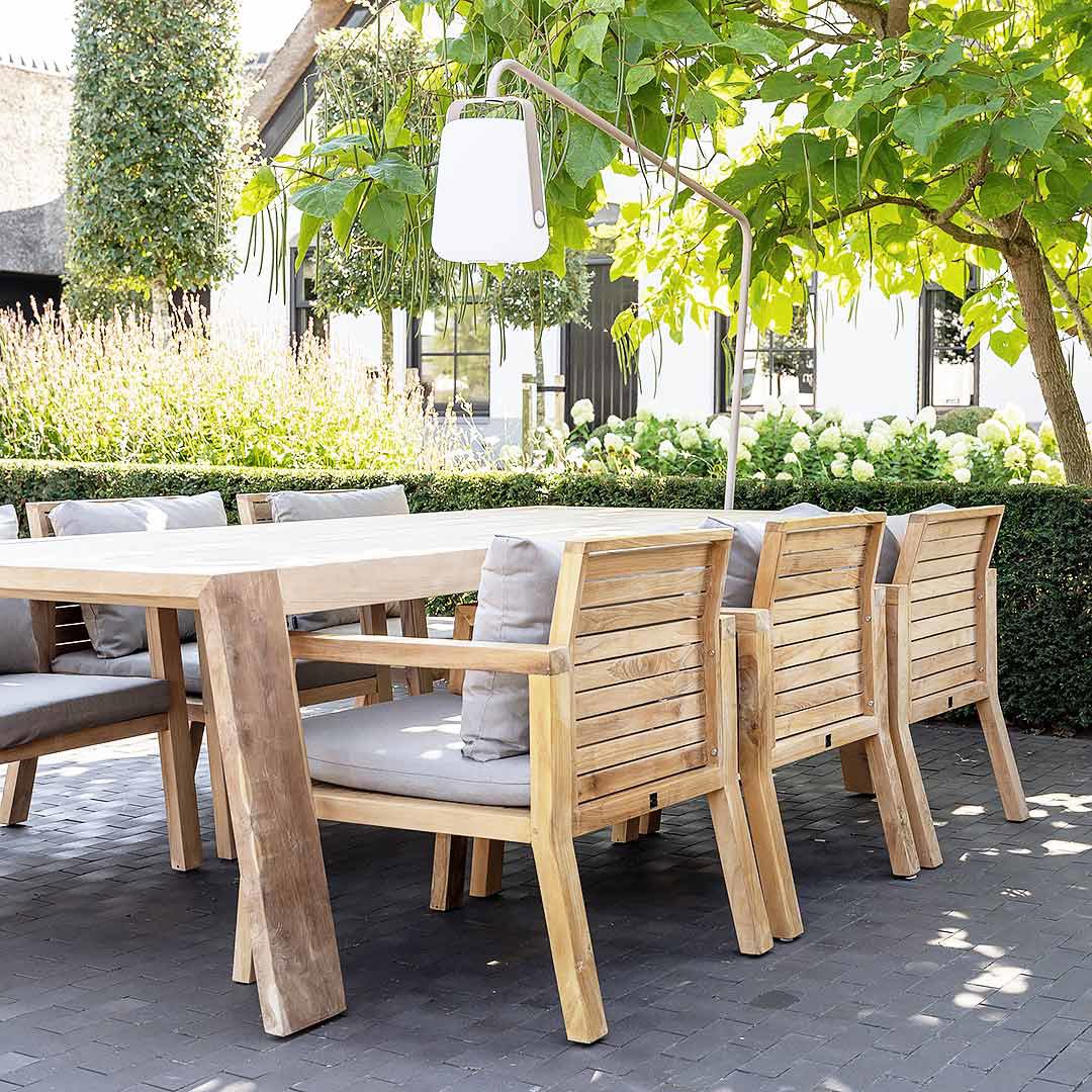 teakhouten tuinset 6 stoelen en tafel