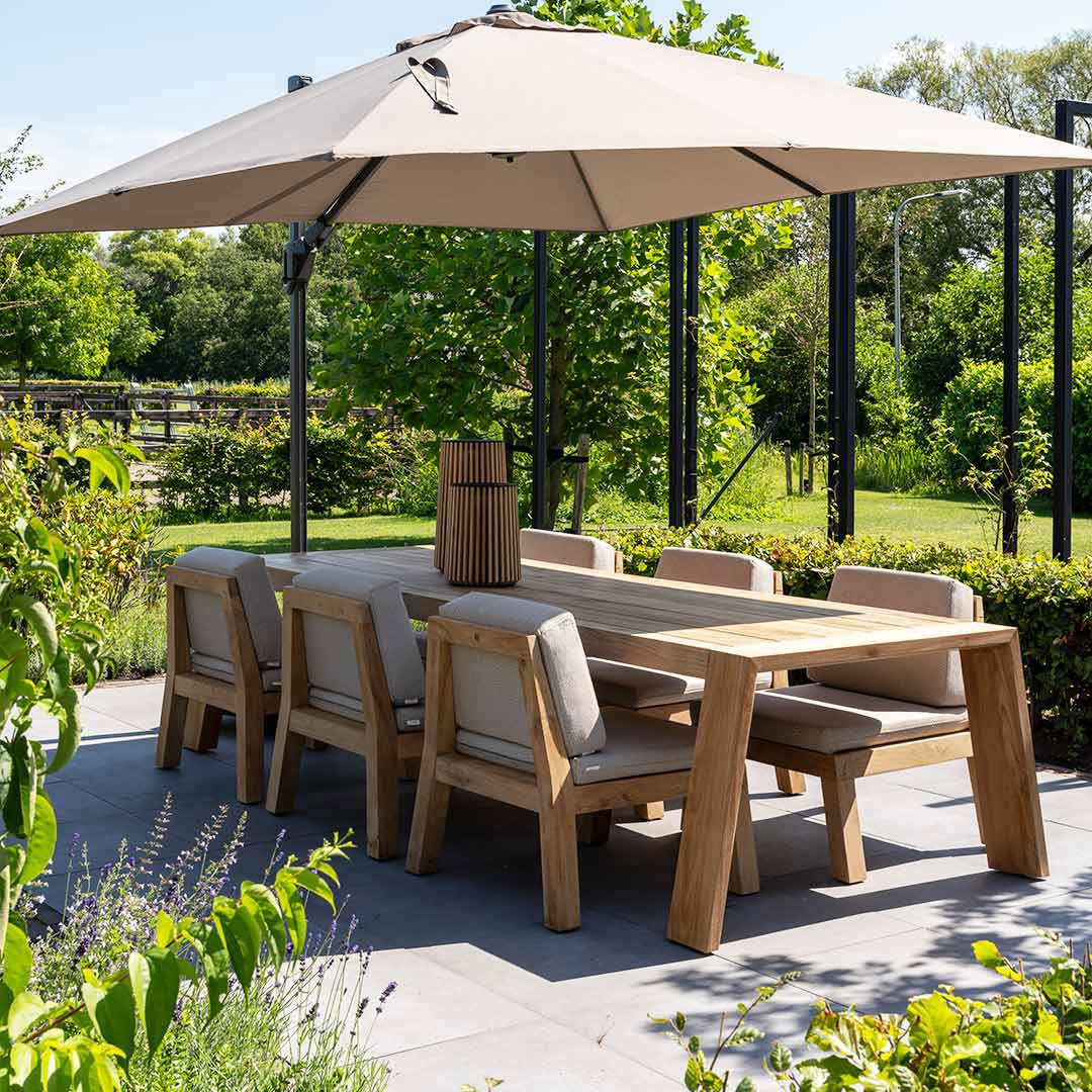 luxe low dining tuinset hout