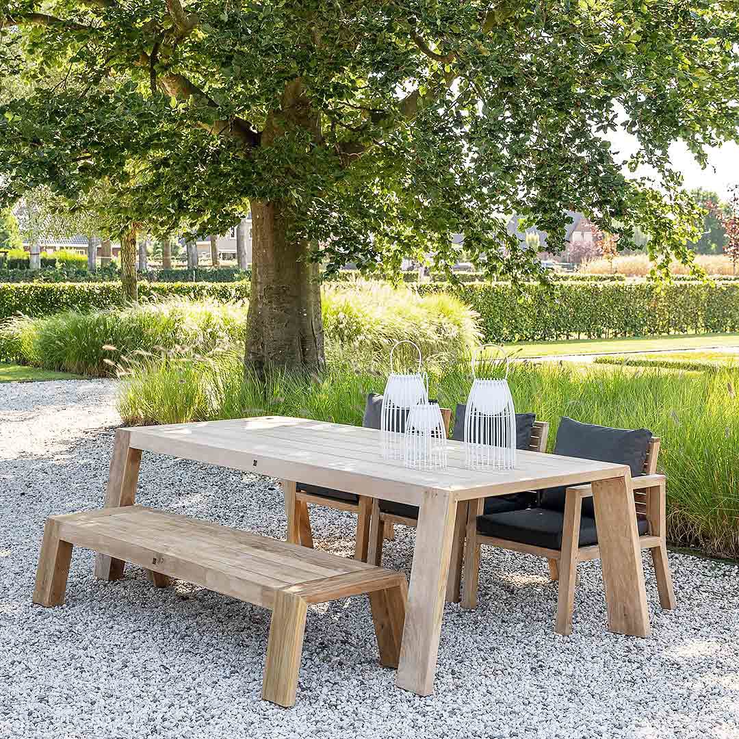 teak tuinbank 200 cm zonder leuning